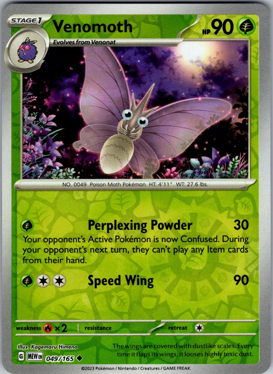 Amazon.com: Pokemon – Venomoth 049/165 – Pokemon 151 - Reverse